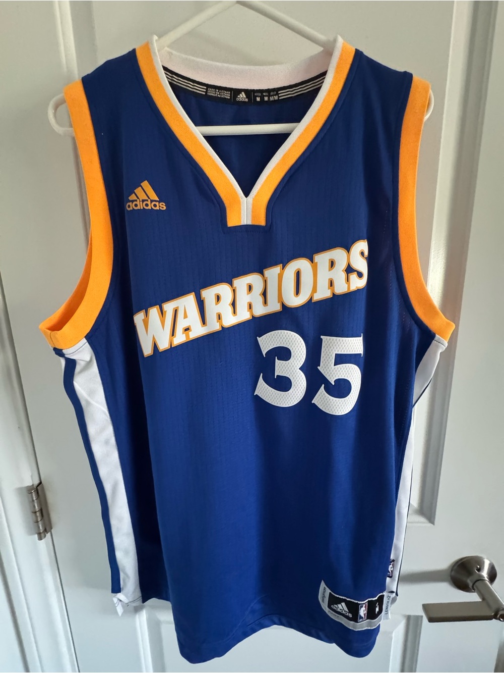 Kevin Durant #35 Warriors Adidas Swingman Jersey Men’s Medium Blue